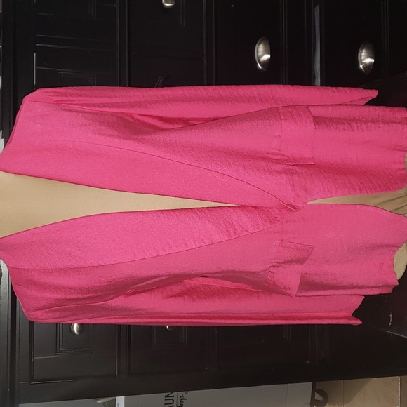 Frank Lyman Solid open front pink blazer - Picture 2 of 7